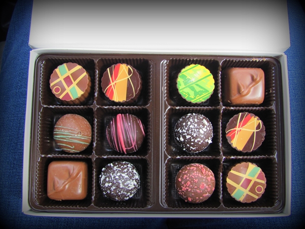Don't these look delicious? They were sinful, I tell you! Chocolates from Blue Ridge Chocolates.